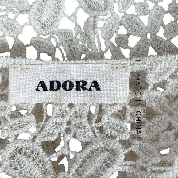 Adora Cream Sheer Crochet Lace Hi-Low Midi Open Front Boho Vest Women’s Size S/M - Picture 4 of 9
